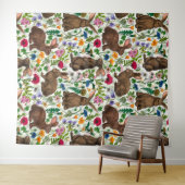 ウサギと野草 タペストリー (インサイチュ(横))