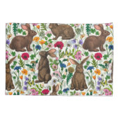 ウサギと野草 枕カバー (裏面-左)