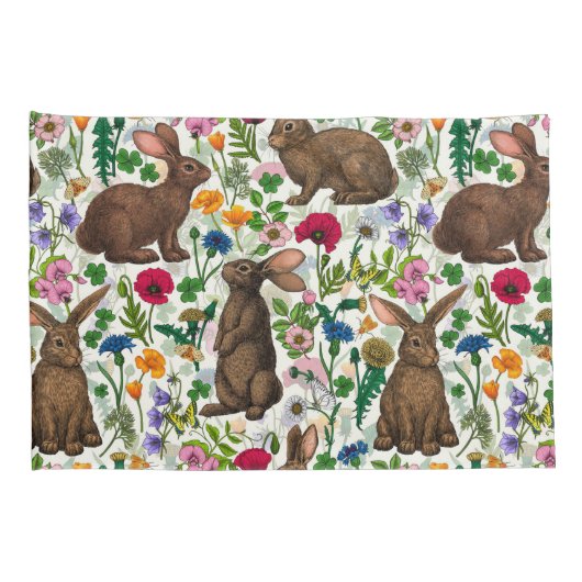 ウサギと野草 枕カバー (裏面-右)