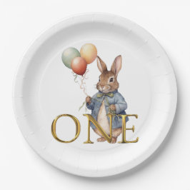 ウサギと風船 初めての誕生日 ONE ペーパープレート