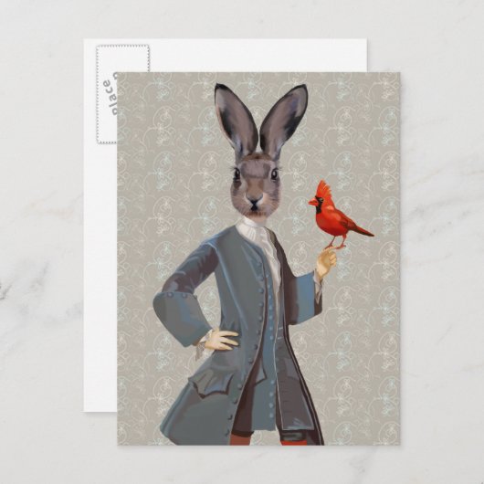 ウサギと鳥 ポストカード (正面/裏面)