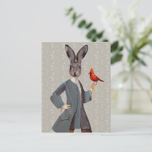 ウサギと鳥 ポストカード (スタンド正面)
