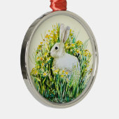 ウサギと黄色い花 メタルオーナメント (右)