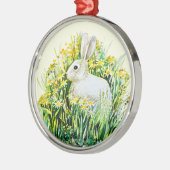 ウサギと黄色い花 メタルオーナメント (左)