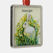 ウサギと黄色い花 メタルオーナメント (右)