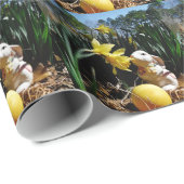 ウサギと黄色のイースター卵 ラッピングペーパー (ロールコーナー)