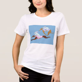 ウサギに乗るグレイハウンドTシャツ トライブレンドTシャツ
