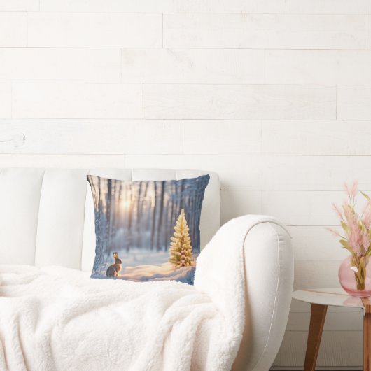 ウサギのいるクリスマスツリー クッション (ソファ)