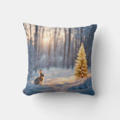 ウサギのいるクリスマスツリー クッション (正面)