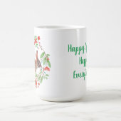 ウサギのいる赤いポピーのかすみ草の花輪 / 春のスタイル コーヒーマグカップ (中央)