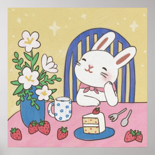 ウサギのお茶の時間のイラスト ポスター (正面)