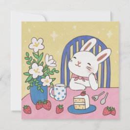 ウサギのお茶の時間のイラスト 招待状