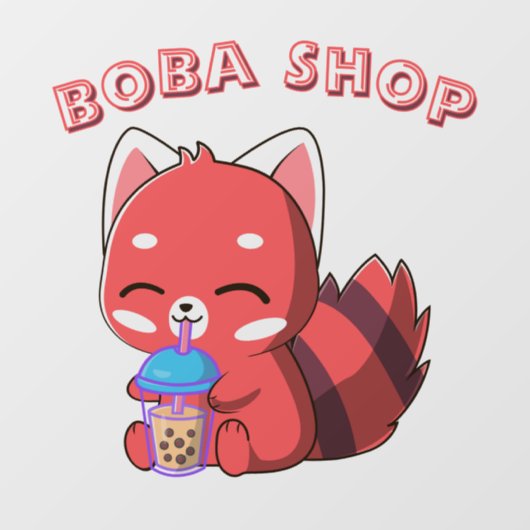 ウサギのかわいいタピオカドリンク ウィンドウサイン (シート)