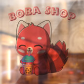 ウサギのかわいいタピオカドリンク ウィンドウサイン (シート2)
