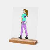 ウサギのしっぽの女の子 アクリルサイン (傾斜)