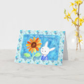 ウサギのひまわり カード (黄色い花)