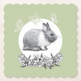 ウサギのふわふわ ペーパーコースター