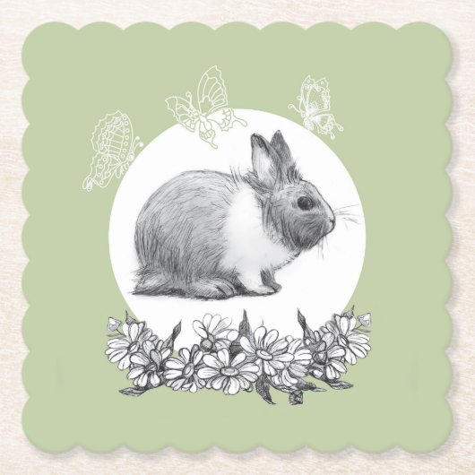 ウサギのふわふわ ペーパーコースター (正面)