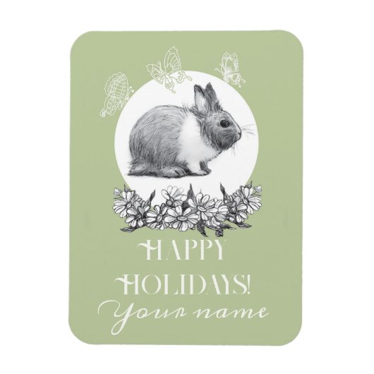 ウサギのふわふわ マグネット (縦)