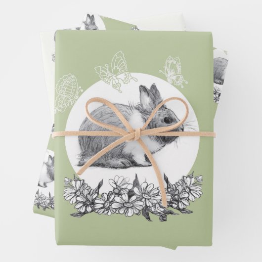 ウサギのふわふわ ラッピングペーパーシート (インサイチュ)