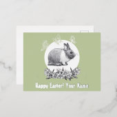 ウサギのふわふわ 箔シーズンポストカード (正面/裏面)