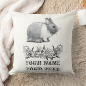 ウサギのふわふわ。鉛筆スケッチモノクロブラック クッション (ブランケット)