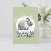 ウサギのふわふわ。鉛筆スケッチ サンキューカード (スタンド正面)