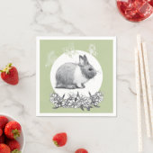 ウサギのふわふわ。鉛筆スケッチ。 スタンダードカクテルナプキン (インサイチュ)
