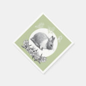 ウサギのふわふわ。鉛筆スケッチ。 スタンダードカクテルナプキン (角)