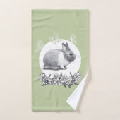 ウサギのふわふわ。鉛筆スケッチ バスタオルセット (ハンドタオル)