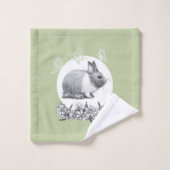 ウサギのふわふわ。鉛筆スケッチ バスタオルセット (ウォッシュタオル)