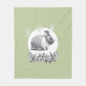 ウサギのふわふわ。鉛筆スケッチ。 フリースブランケット (正面)