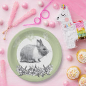 ウサギのふわふわ。鉛筆スケッチ。 ペーパープレート (パーティー)