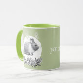 ウサギのふわふわ。鉛筆スケッチ。 マグカップ (正面左)
