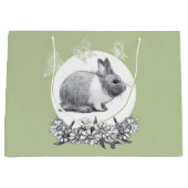 ウサギのふわふわ。鉛筆スケッチ ラージペーパーバッグ (正面)