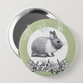 ウサギのふわふわ。鉛筆スケッチ 缶バッジ (正面&裏面)