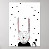 ウサギのイラスト, 現代の子供部屋の壁アート ポスター (正面)