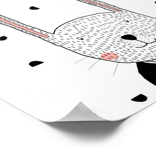 ウサギのイラスト, 現代の子供部屋の壁アート ポスター (角)