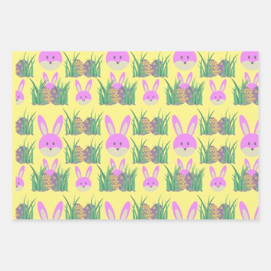 ウサギのイースターエッグおもしろい ラッピングペーパーシート (正面2)