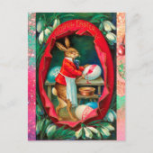 ウサギのイースター絵画卵を含む雪 シーズンポストカード (正面)