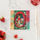 ウサギのイースター絵画卵を含む雪 スタンダードカクテルナプキン (インサイチュ)