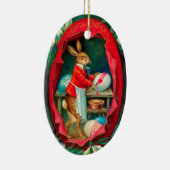 ウサギのイースター絵画卵を含む雪 セラミックオーナメント (右)
