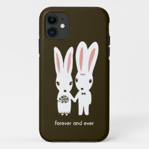 ウサギのウェディングカップルとテキスト iPhone 11 ケース