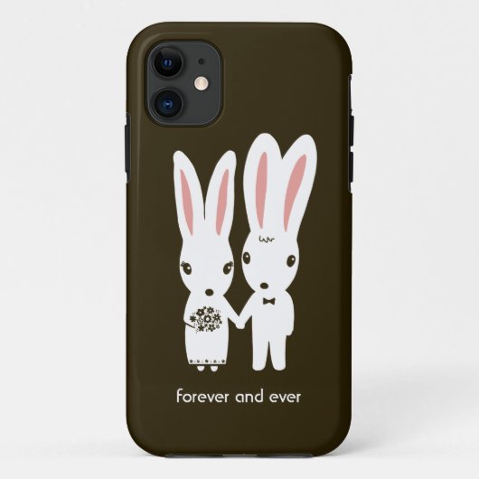ウサギのウェディングカップルとテキスト Case-Mate iPhoneケース (裏面)
