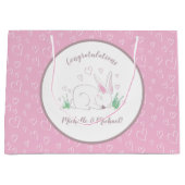 ウサギのウサギの赤ちゃんシャワーウッドランド動物 ラージペーパーバッグ (正面)