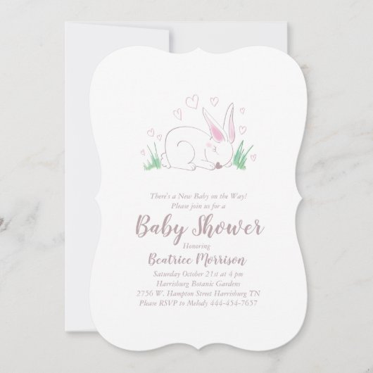 ウサギのウサギの赤ちゃんシャワーウッドランド動物 招待状 (正面)