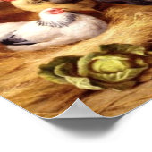 ウサギのオンドリ鶏ペット飼育動物の巣 ポスター (角)