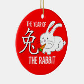 ウサギのオーナメントの赤の年 セラミックオーナメント (右)