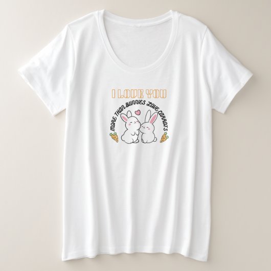 ウサギのカップル プラスサイズTシャツ (デザイン正面)