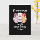 ウサギのカップル ラブ ハート イースター ラバーズ カード (黄色い花)